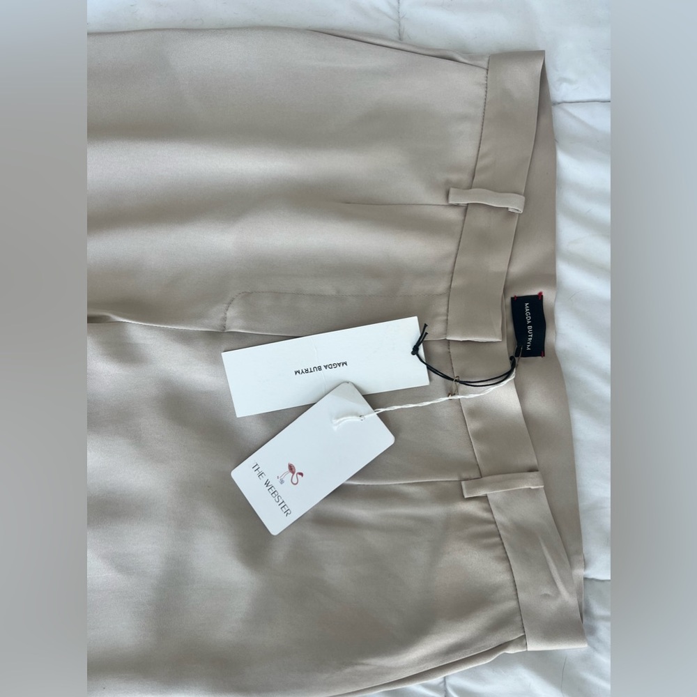 Magda Butrym beige silk trousers